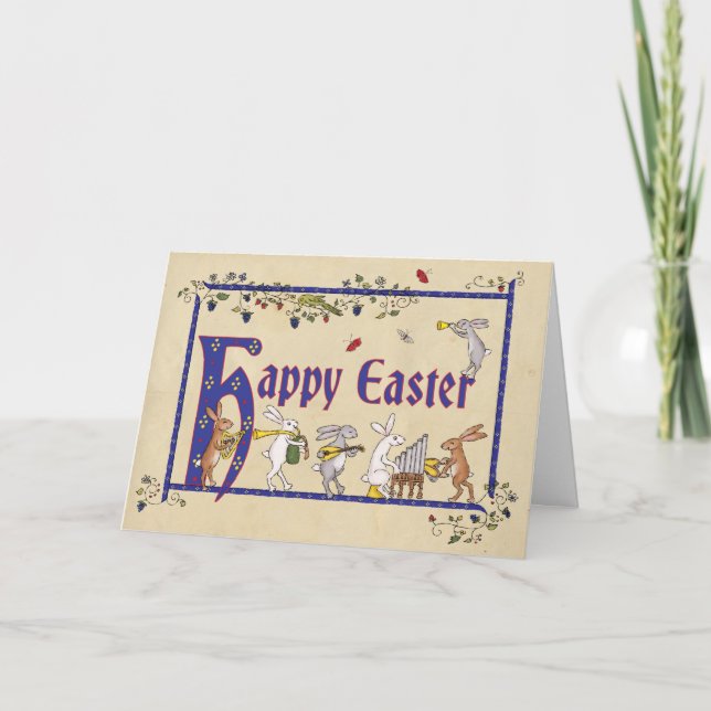 Medieval rabbits Easter card (Front)