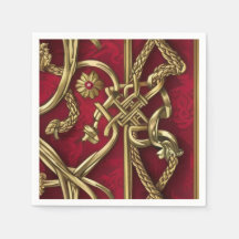 Medieval red and gold paper napkin