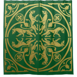 Medieval Renaissance Herald Lion Leopard Metallic Shower Curtain