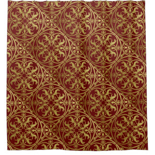 Medieval Renaissance Herald Lion Leopard Metallic Shower Curtain
