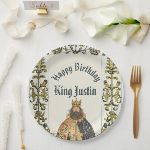 Medieval Renaissance King Birthday Paper Plate