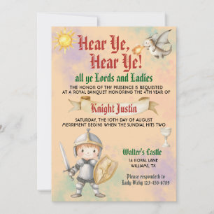 Medieval Renaissance Knight Birthday Invitation