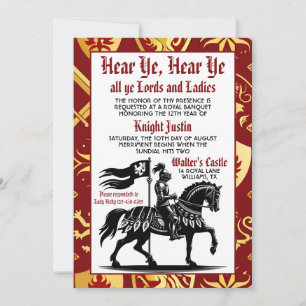 Medieval Renaissance Knight Birthday Invitation