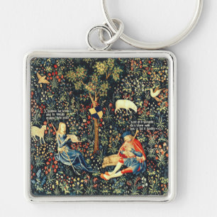 Medieval Renaissance Tapestry  Shepherds and Sheep Key Ring