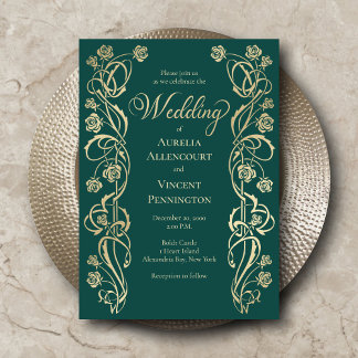 Medieval Royal Roses Sword Wedding Invitation