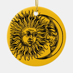 Medieval sun and moon ceramic ornament