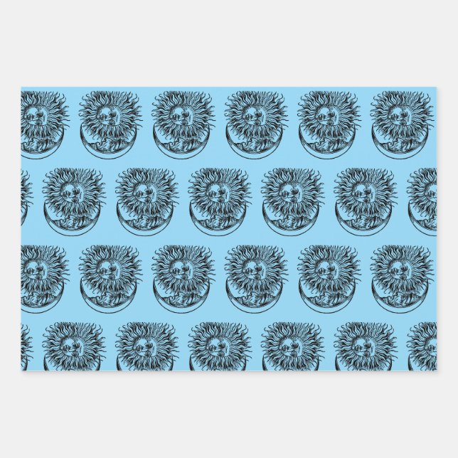 Medieval sun and moon wrapping paper sheet (Front)