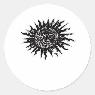 Medieval Sun Engraving - Whimsigoth Aesthetic - Wh Classic Round Sticker