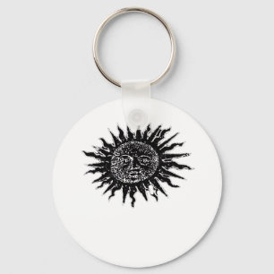 Medieval Sun Engraving - Whimsigoth Aesthetic - Wh Key Ring