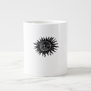 Medieval Sun Engraving - Whimsigoth Aesthetic - Wh Large Coffee Mug