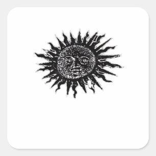 Medieval Sun Engraving - Whimsigoth Aesthetic - Wh Square Sticker
