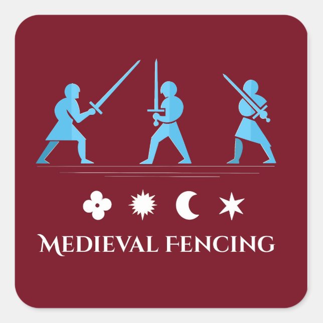 Medieval Sword Guards – Minimal Three Stances Square Sticker (Front)