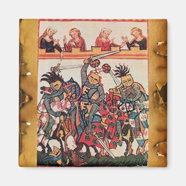 MEDIEVAL TOURNAMENT, FIGHTING KNIGHTS AND DAMSELS MAGNET (Front)