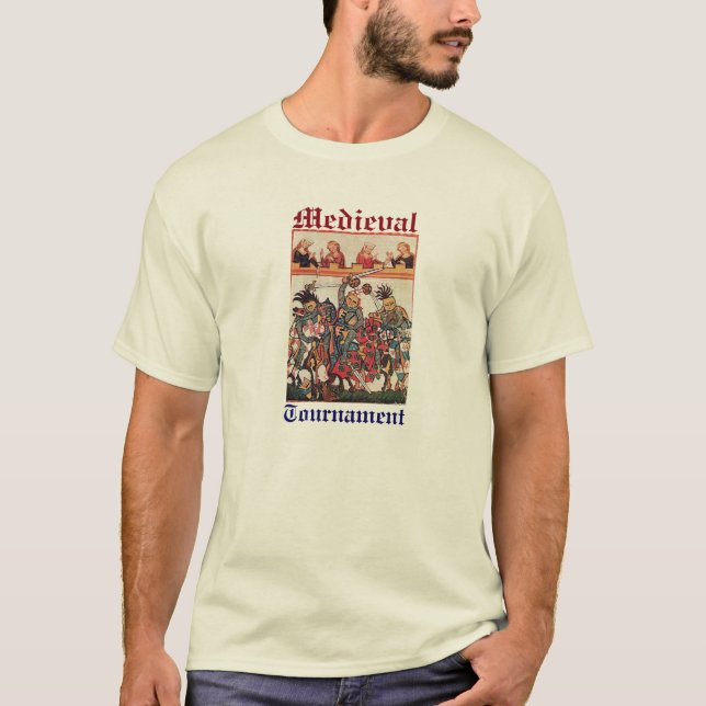 MEDIEVAL TOURNAMENT, FIGHTING KNIGHTS AND DAMSELS T-Shirt (Front)