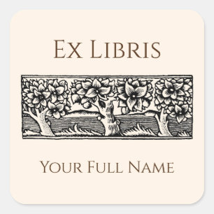 Medieval Trees Ex Libris Bookplate, Book Labels