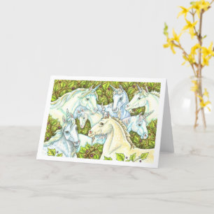 MEDIEVAL UNICORN HERD, HORSES, STALLION Fantasy Card