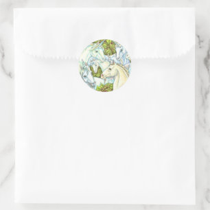 MEDIEVAL UNICORN HERD, HORSES, STALLION Fantasy Classic Round Sticker