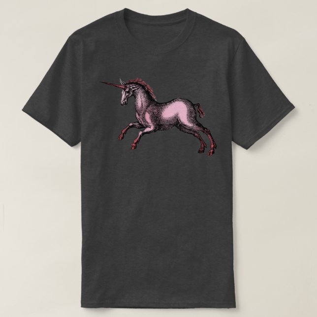 Medieval Unicorn Illustration Red T-Shirt (Design Front)