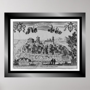 Medieval Village Map Castelnuovo ~ Italy ~    Post Poster