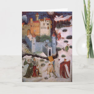 Medieval village scene  card