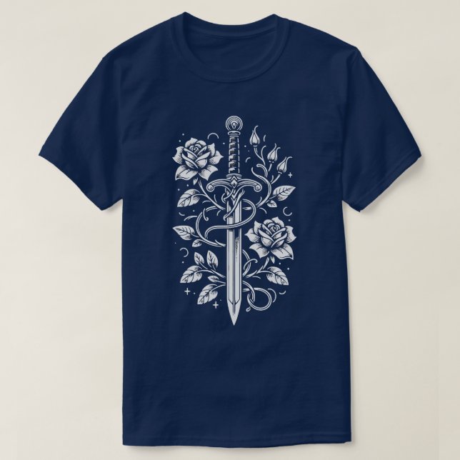Medievalcore Sword with Roses T-Shirt (Design Front)