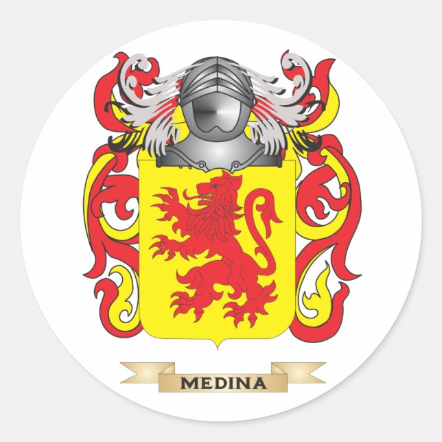 Medina Coat of Arms (Family Crest) Classic Round Sticker (Front)
