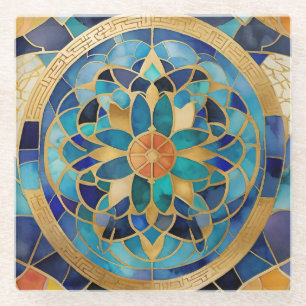 "Medina Maze: Moroccan-Inspired Geometric Design f Glass Coaster