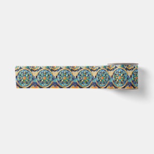 "Medina Maze: Moroccan-Inspired Geometric Design f Satin Ribbon