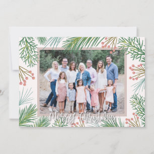 Medina - Pink, Pines Berries Holiday Card