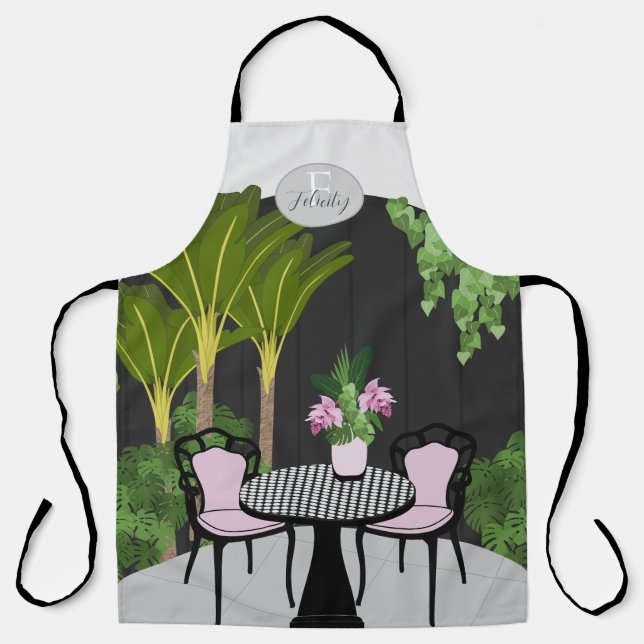 Medinilla Garden Courtyard Monogram Apron (Front)