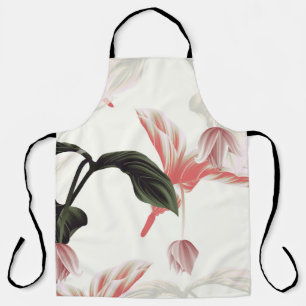 Medinilla Magnifica: Light Grey Floral. Apron