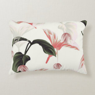 Medinilla Magnifica: Light Grey Floral. Decorative Cushion