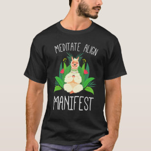 Meditate Align Manifest Cute Llama Doing Yoga T-Shirt