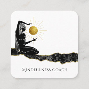 *~* Meditate Gold Glitter Moon QR code GODDESS Square Business Card