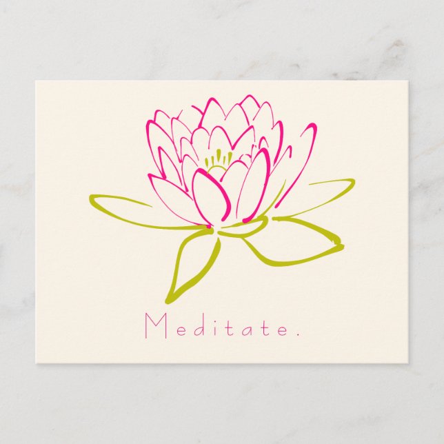 Meditate. Lotus Flower Postcard (Front)