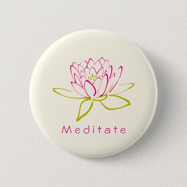 Meditate. Lotus Flower / Water Lily Illustration 6 Cm Round Badge (Front)