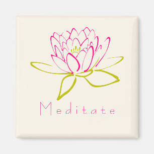 Meditate. Lotus Flower / Water Lily Illustration Magnet