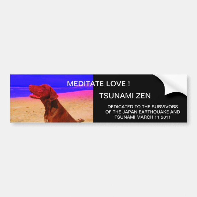 MEDITATE LOVE !    TSUNAMI ZEN BUMPER STICKER (Front)