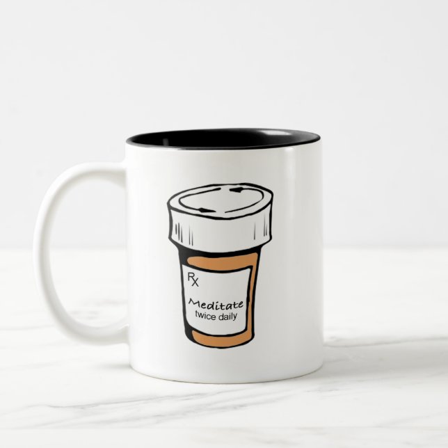 Meditate Twice Daily Two-Tone Coffee Mug (Left)
