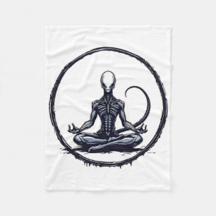 Meditating Alien Funny Sci-fi Horror Parody Zen Yo Fleece Blanket