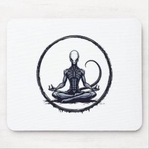 Meditating Alien Funny Sci-fi Horror Parody Zen Yo Mouse Pad