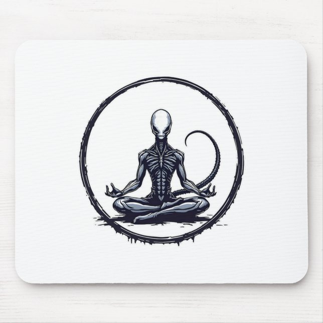 Meditating Alien Funny Sci-fi Horror Parody Zen Yo Mouse Pad (Front)