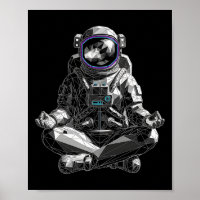 Meditating Astronaut Space Yoga Zen Spaceman Low P