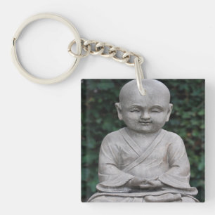Meditating Buddah statue photo Key Ring