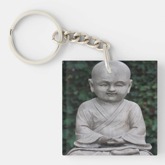 Meditating Buddah statue photo Key Ring (Front)