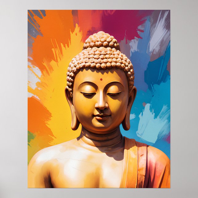 Meditating Buddha Colourful Artwork Poster (Front)