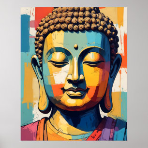 Meditating Buddha Colourful Modern Art Painting Poster