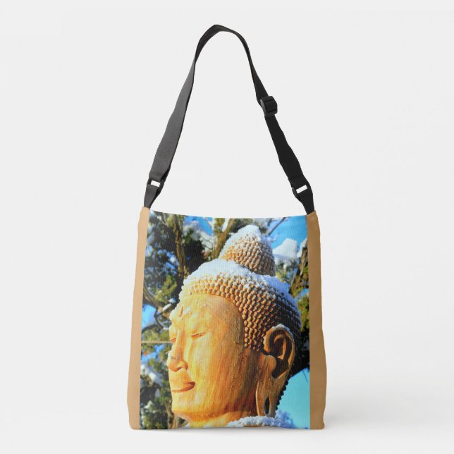 meditating buddha face buddha crossbody bag (Back)