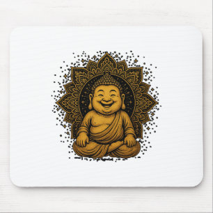 Meditating Buddha Spiritual Art Vintage Style Yoga Mouse Pad