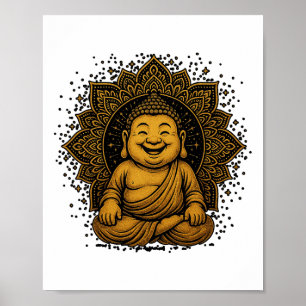 Meditating Buddha Spiritual Art Vintage Style Yoga Poster